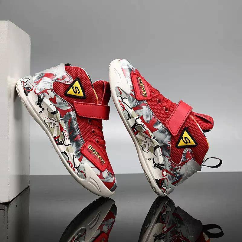 Children Boys Patchwork Mesh Leather Running Sneakers Shoes