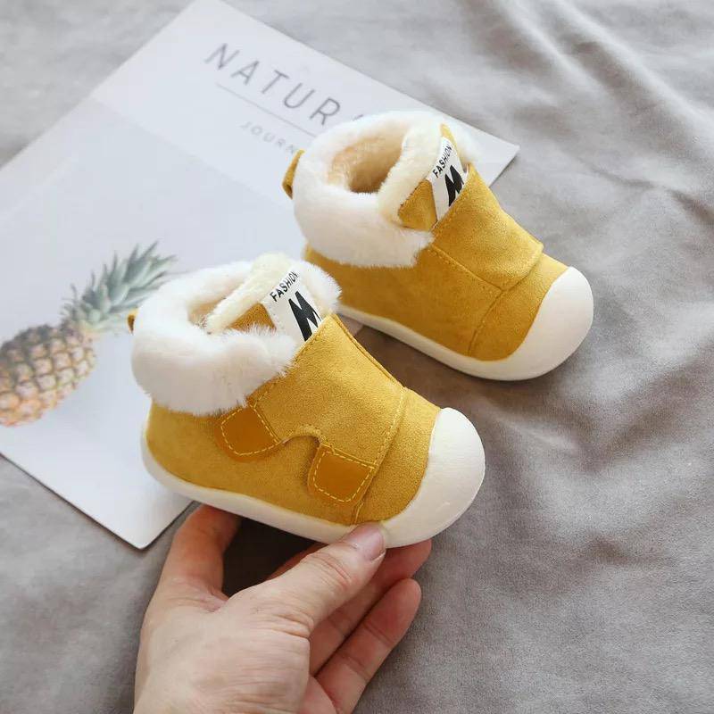 Children Girls Boys Thickened Warm Walking Shoes Yellow