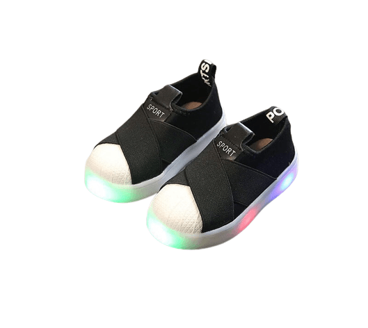 Children Led Sneakers Casual Sport Shoes Black