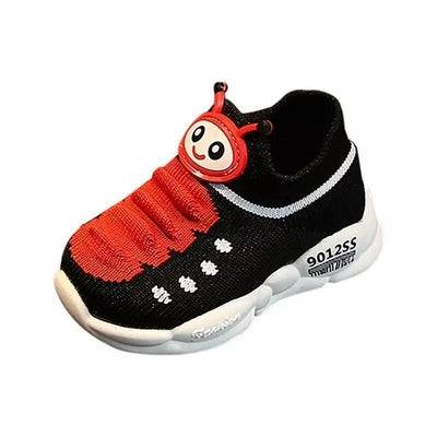 Children Boys Girls Sneakers Sport Cartoon Stretch Mesh Shoes Black