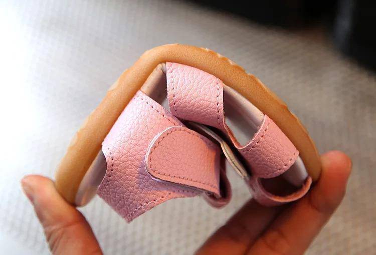Children Solid Baotou Flower Leather Sandals