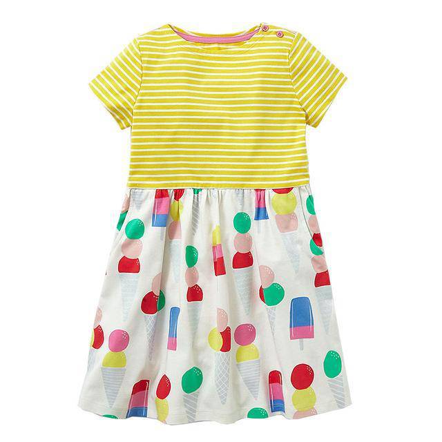 Children unicorn party costume dresses Yellow