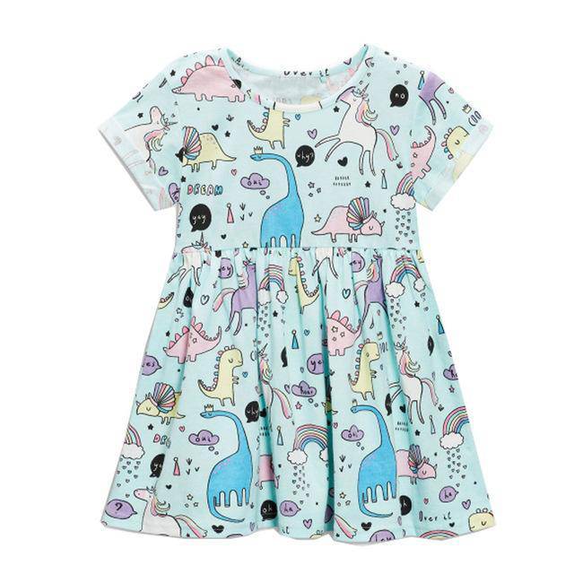 Children unicorn party costume dresses Sky Blue