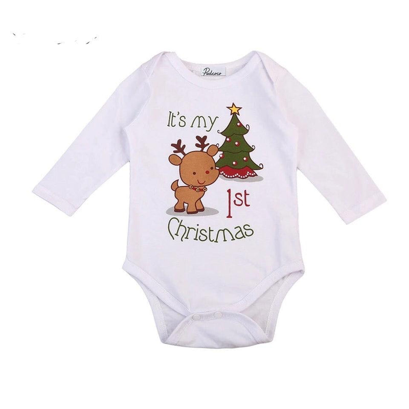 Christmas Baby Boy Girl Romper Jumpsuit Dear Clothes White