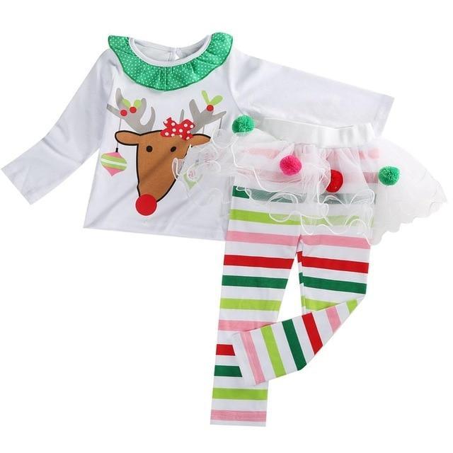 Christmas Toddler Girl Reindeer Dress Green