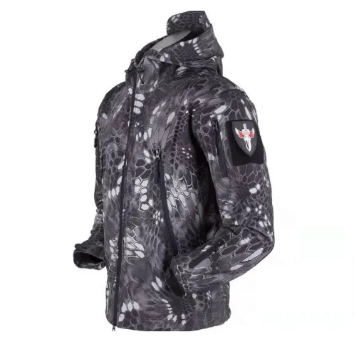 Men Outdoor Breathable Warm Pocket Inner Coat Jacket Black Python