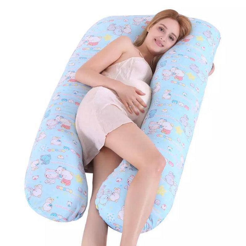 Comfortable Cow Design Pregnant Pillow Blue