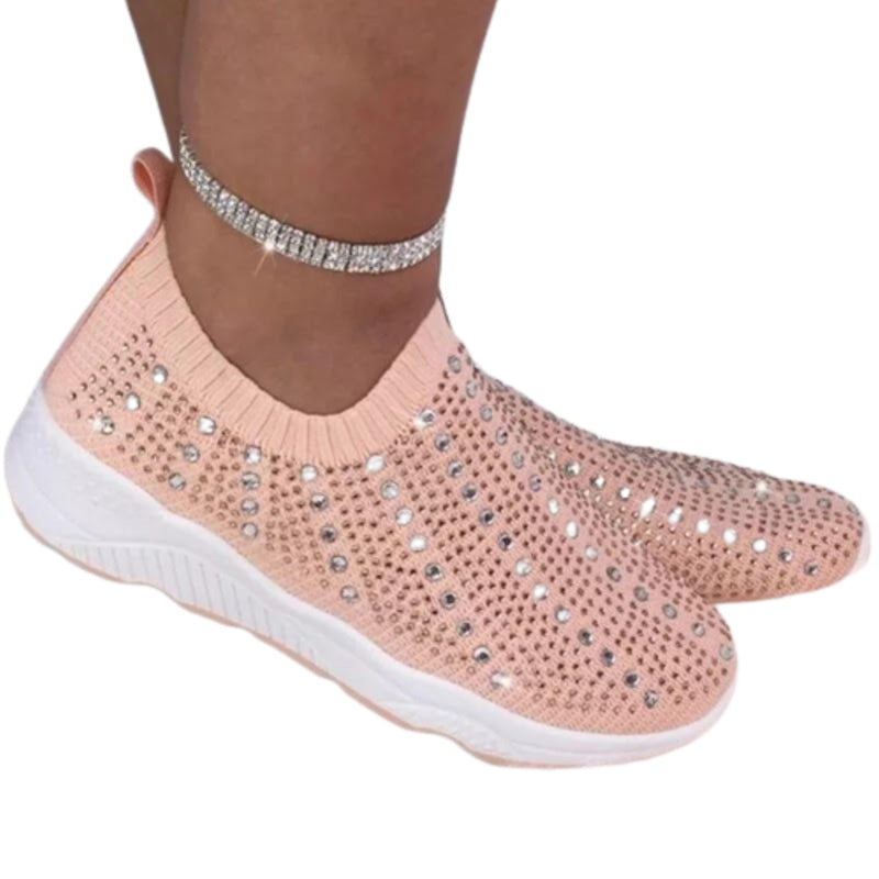 Comfortable Female Casual Mesh Crystal Breathable Shoes Pink