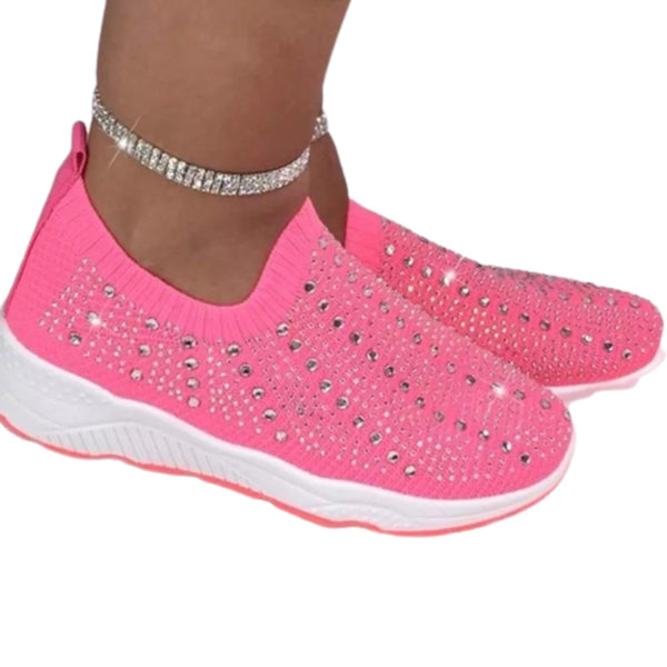 Comfortable Female Casual Mesh Crystal Breathable Shoes Red