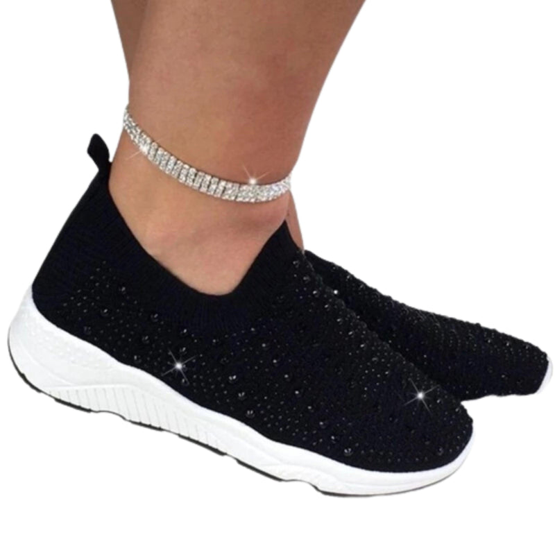 Comfortable Female Casual Mesh Crystal Breathable Shoes Black