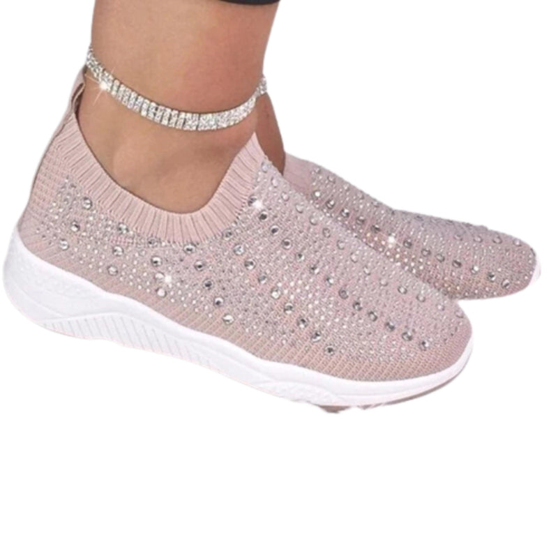 Comfortable Female Casual Mesh Crystal Breathable Shoes Grey