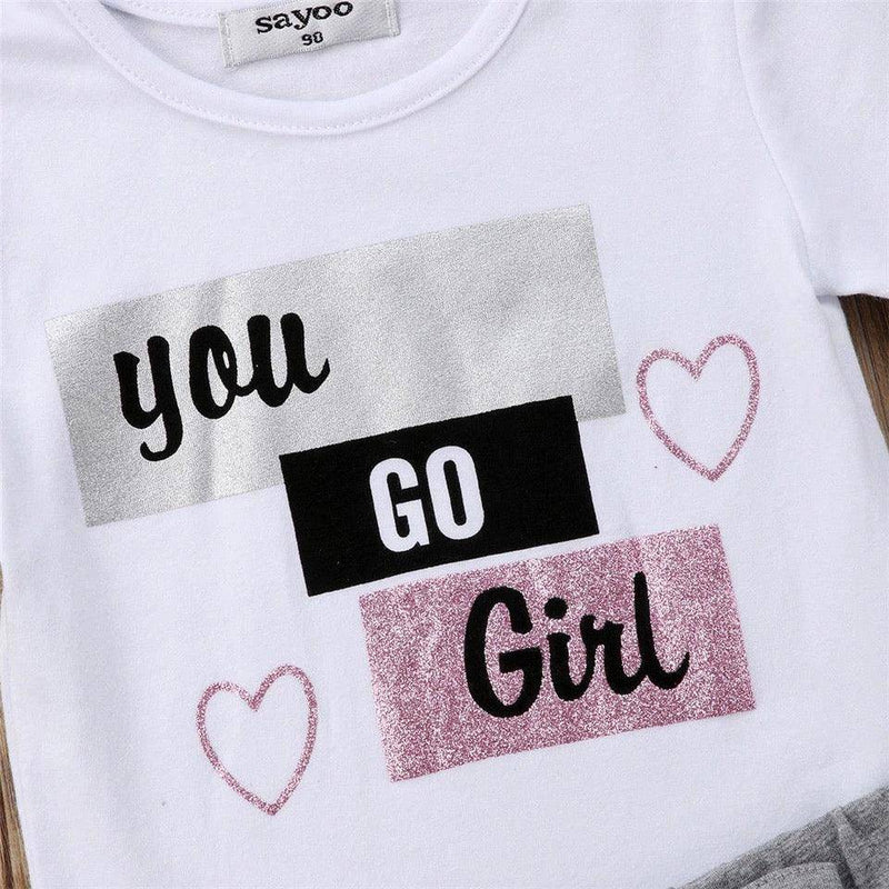 Complete Set Kid Baby You Go Girl Tops Skirt Clothes