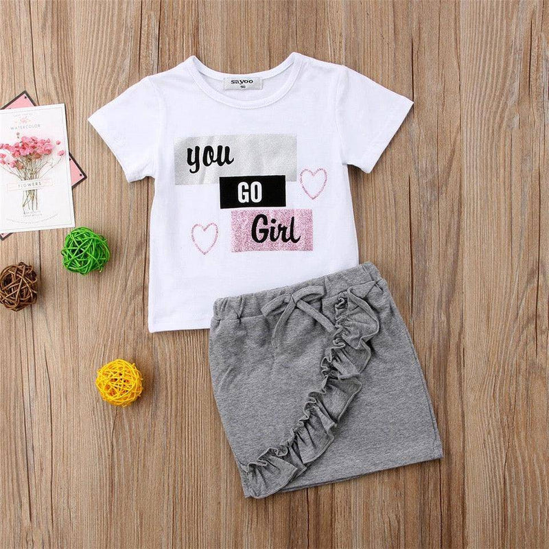 Complete Set Kid Baby You Go Girl Tops Skirt Clothes