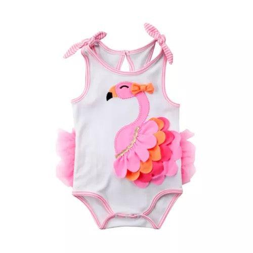 Cute Baby Girl Sleeveless Peacock Bodysuit Pink