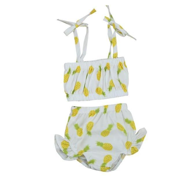 Cute Baby Girl Swimming Pineapple Swimsuit White