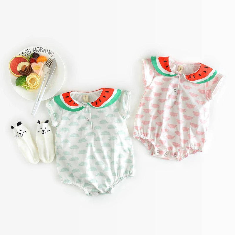 Cute Baby Girls Print Melon Collar Bodysuit