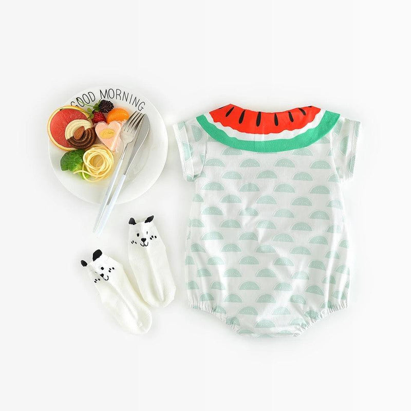 Cute Baby Girls Print Melon Collar Bodysuit