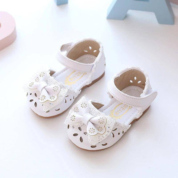 Cute Princess Baby Sandals Hallow Leather Shoes White