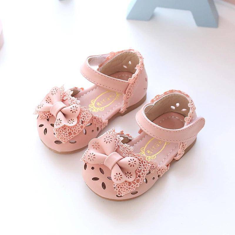 Cute Princess Baby Sandals Hallow Leather Shoes Pink