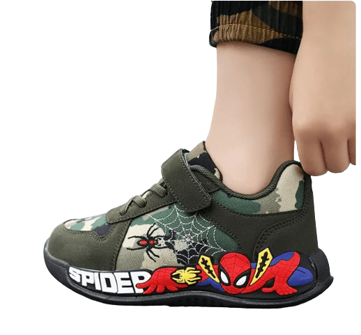 Children Camouflage Spiderman Breathable Green Sneaker Shoes Green