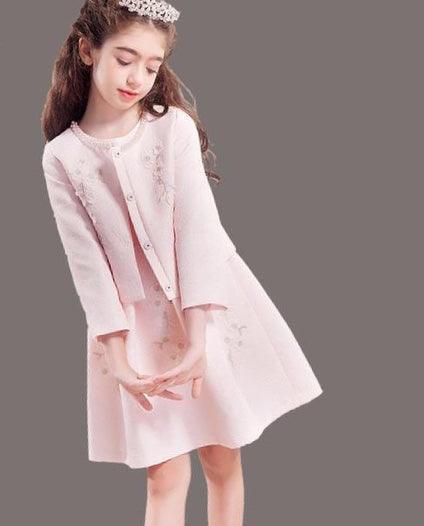 Exquisite teenage girl dress & coat party dress