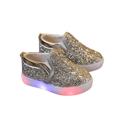 Fashionable Leather Girls Bling Led Sneakers Shoes