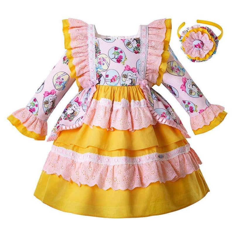 Flower Rabbit Pettygirl Pattern Dresses Clothes Yellow
