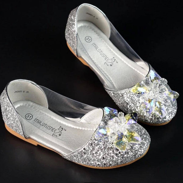 Girl Crystal Beaded Charming Diamond Flat Shoes Argent Sliver
