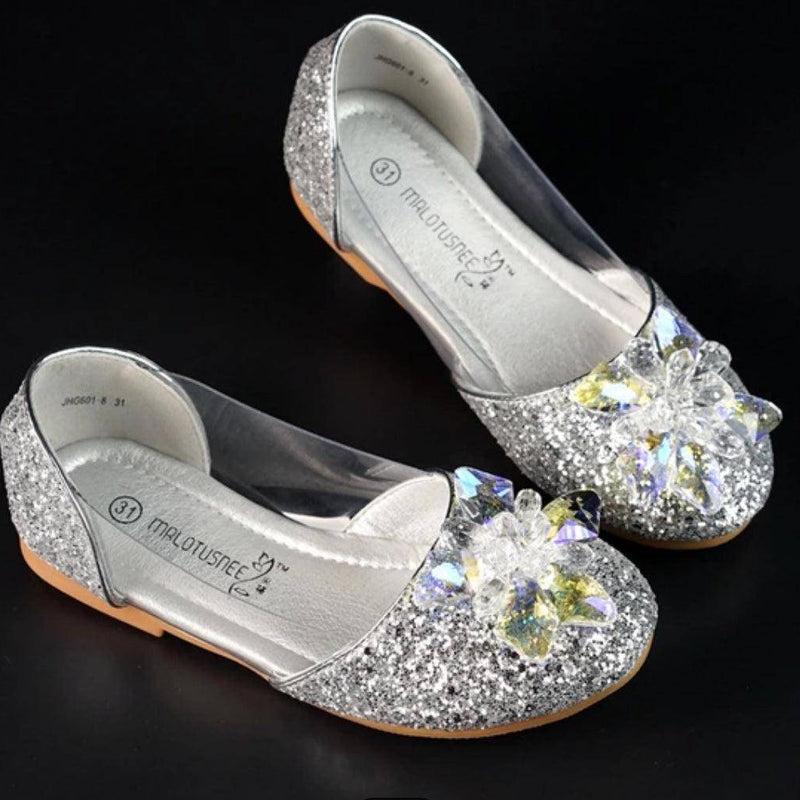 Girl Crystal Beaded Charming Diamond Flat Shoes Argent Sliver