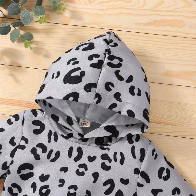 Toddler Girls Hooded Leopard Sweatshirt Outfit