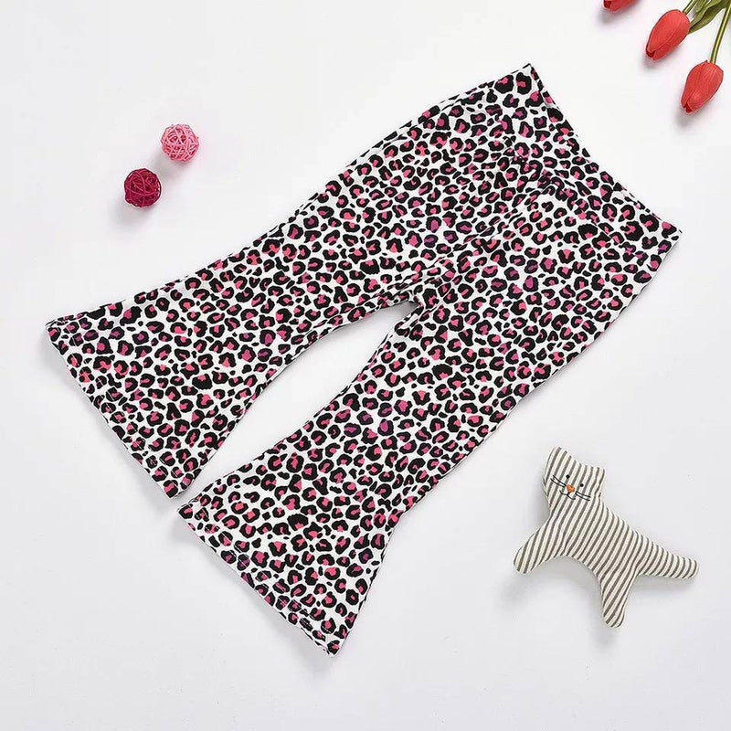 Toddler Girls Leopard Short Sleeve Tops Pant Outfit