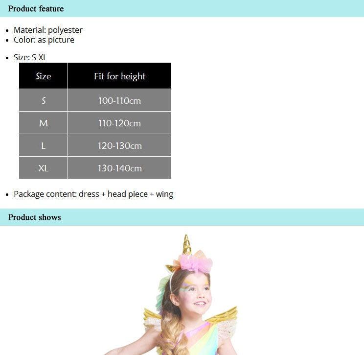 Toddler Girls Rainbow Unicorn Horn Party Dress