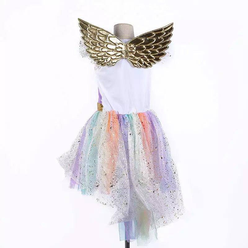 Toddler Girls Rainbow Unicorn Horn Party Dress