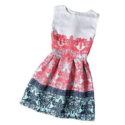 Girls Summer Butterfly Fish Floral Sleeveless Dress Pink