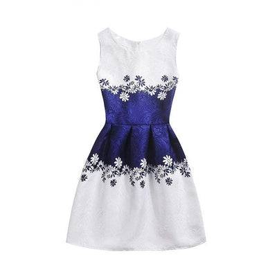 Girls Summer Butterfly Fish Floral Sleeveless Dress Dark Blue