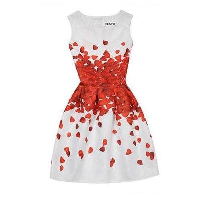 Girls Summer Butterfly Fish Floral Sleeveless Dress Red
