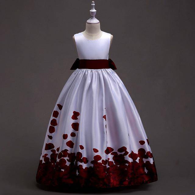 Girls Dress Carnival Vestidos Clothes Maroon Red