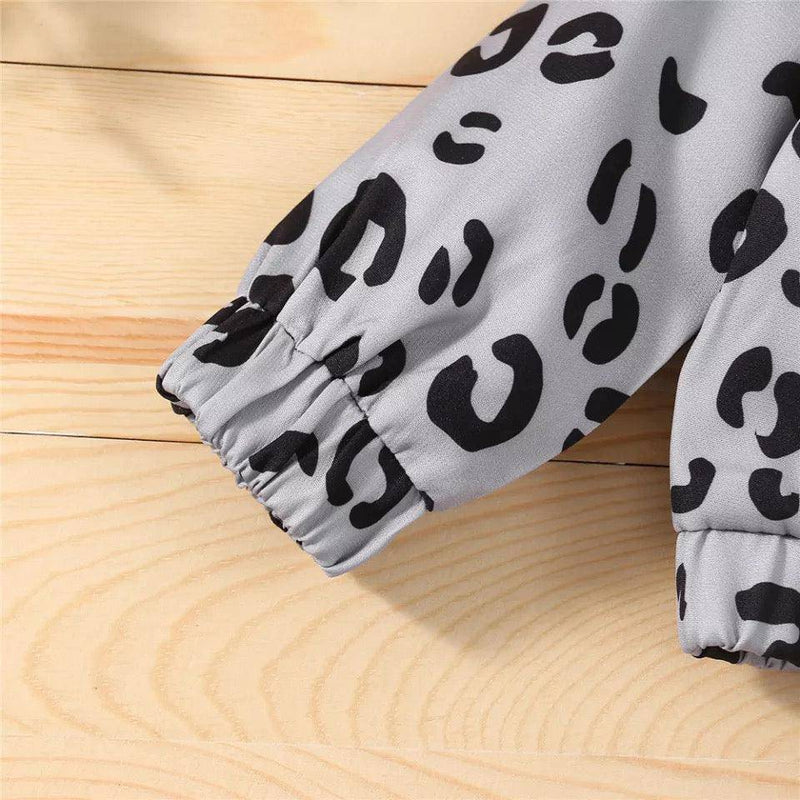 Toddler Girls Hooded Leopard Sweatshirt Outfit