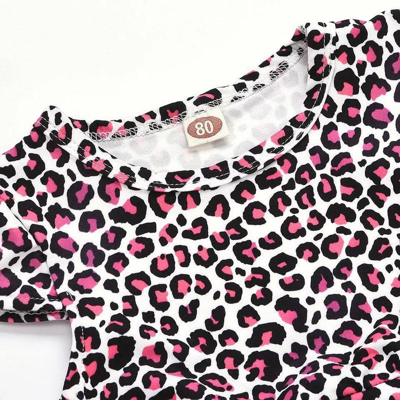 Toddler Girls Leopard Short Sleeve Tops Pant Outfit
