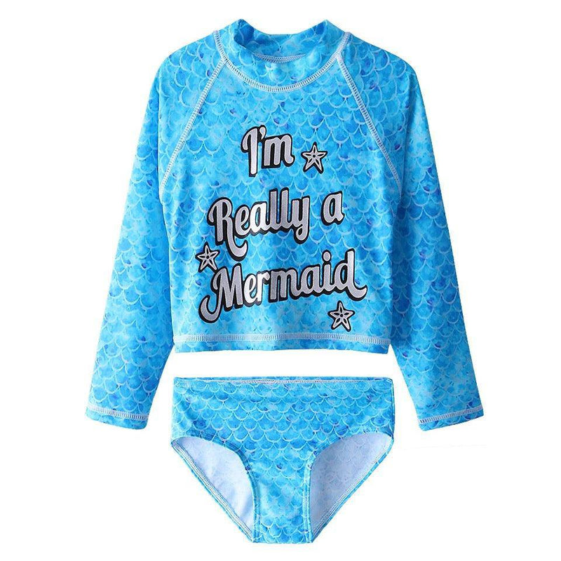 Toddler Girls Butterfly Mermaid Swimsuit Clothes Blue
