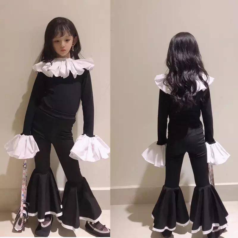 Girls New Sets Lotus Leaf Pants Shoulder