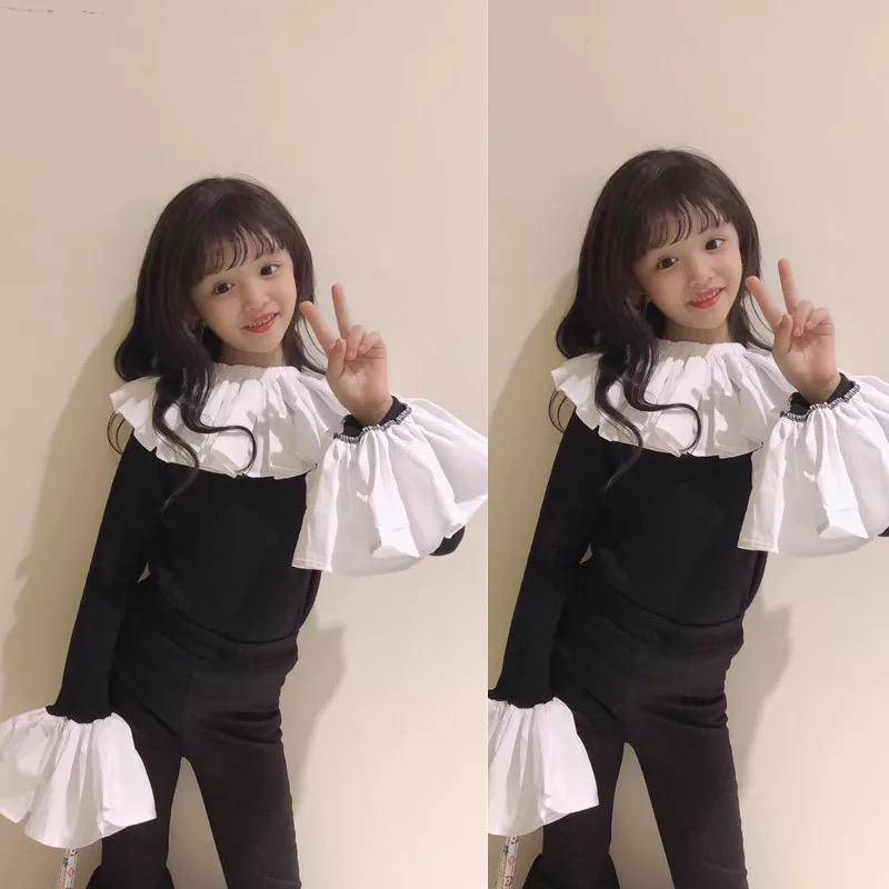 Girls New Sets Lotus Leaf Pants Shoulder