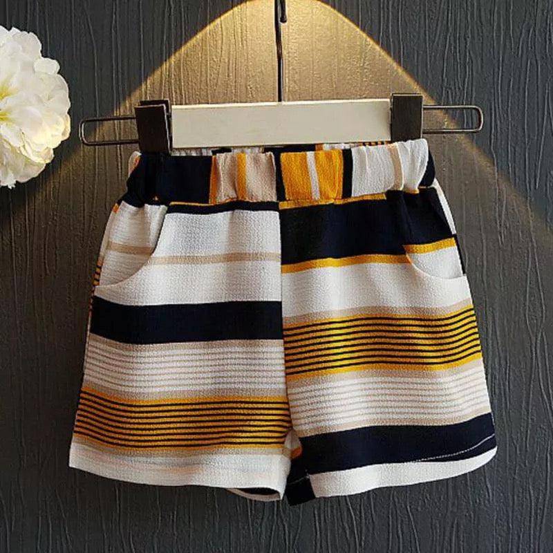 Girls Striped Sleeveless Blouse Tops Short Pants