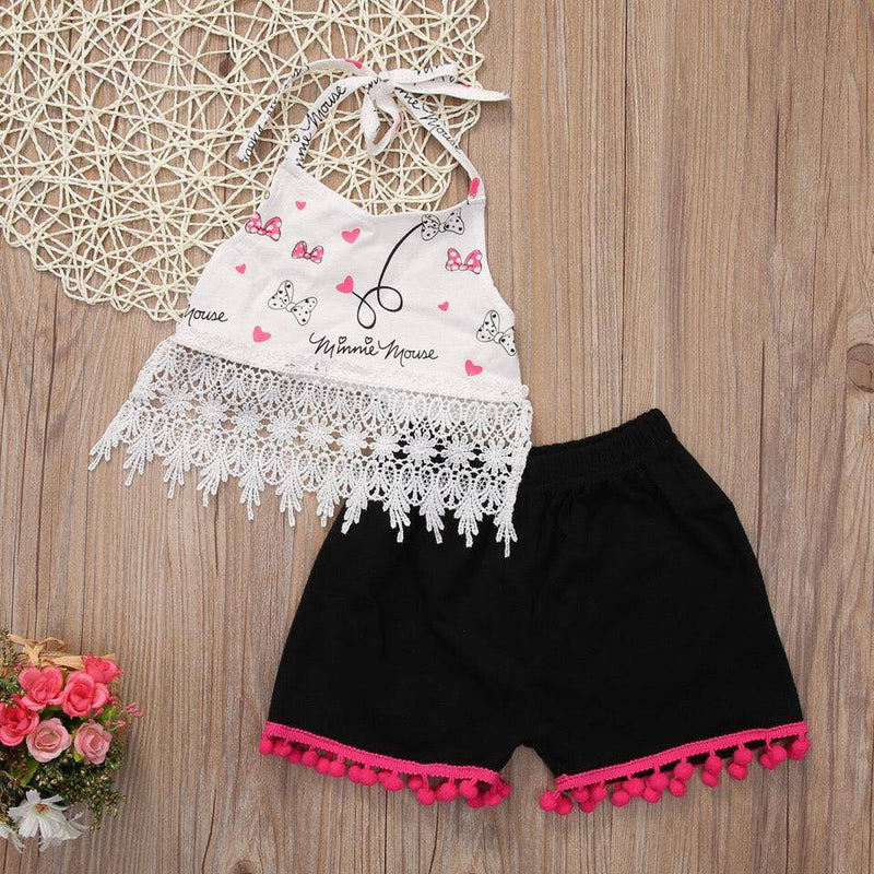 Girls Summer Backless Top Short Outfit