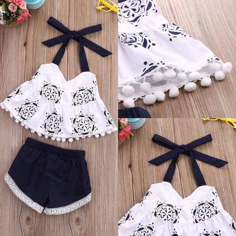 Girls Summer Backless Top Short Outfit