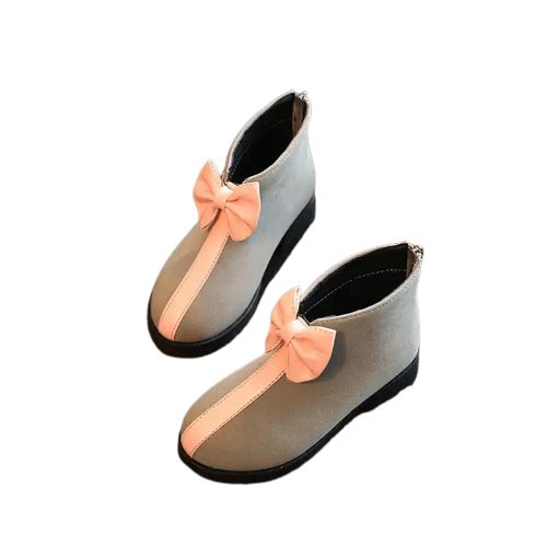 Girls Sweet Bow Knot Rubber Boot Shoes Gray