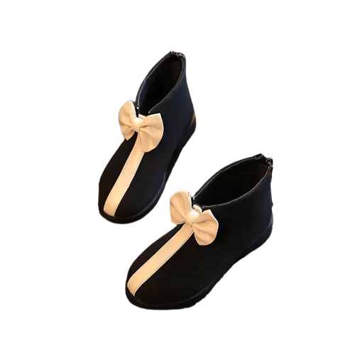 Girls Sweet Bow Knot Rubber Boot Shoes Black