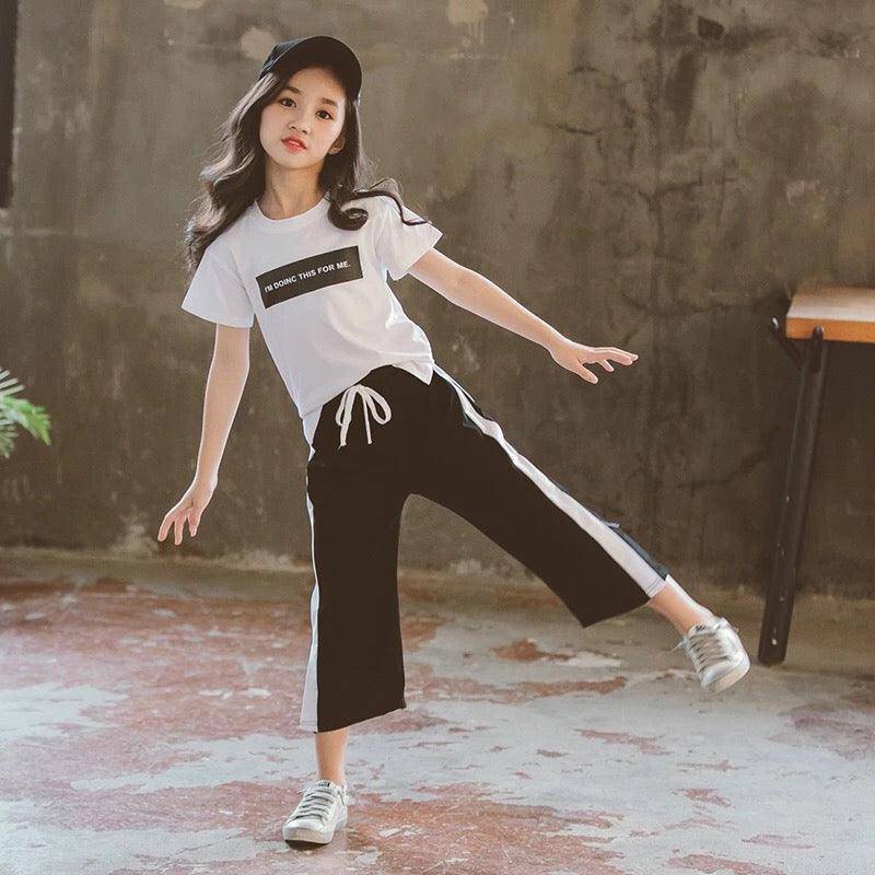 Girls T Shirt Tops Sweatpants Sport Suit Clothes 10 Red