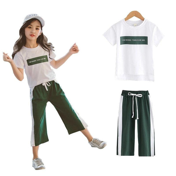 Girls T Shirt Tops Sweatpants Sport Suit Clothes