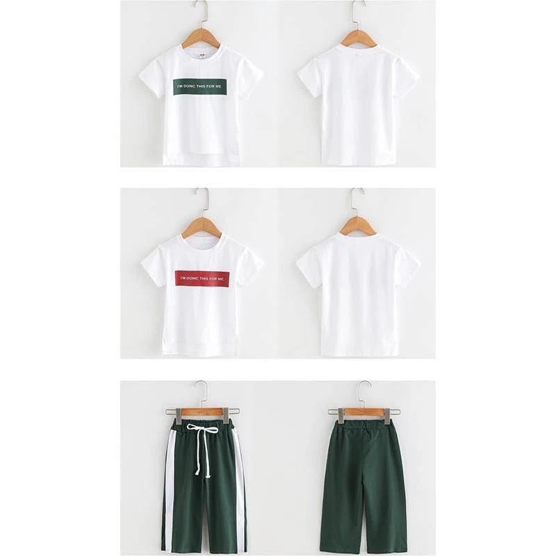 Girls T Shirt Tops Sweatpants Sport Suit Clothes